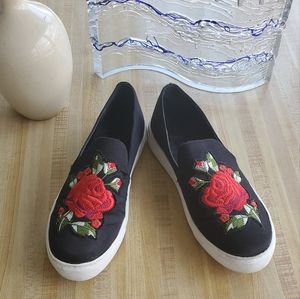 Dirty Laundry Red Rose Slip-Ons.